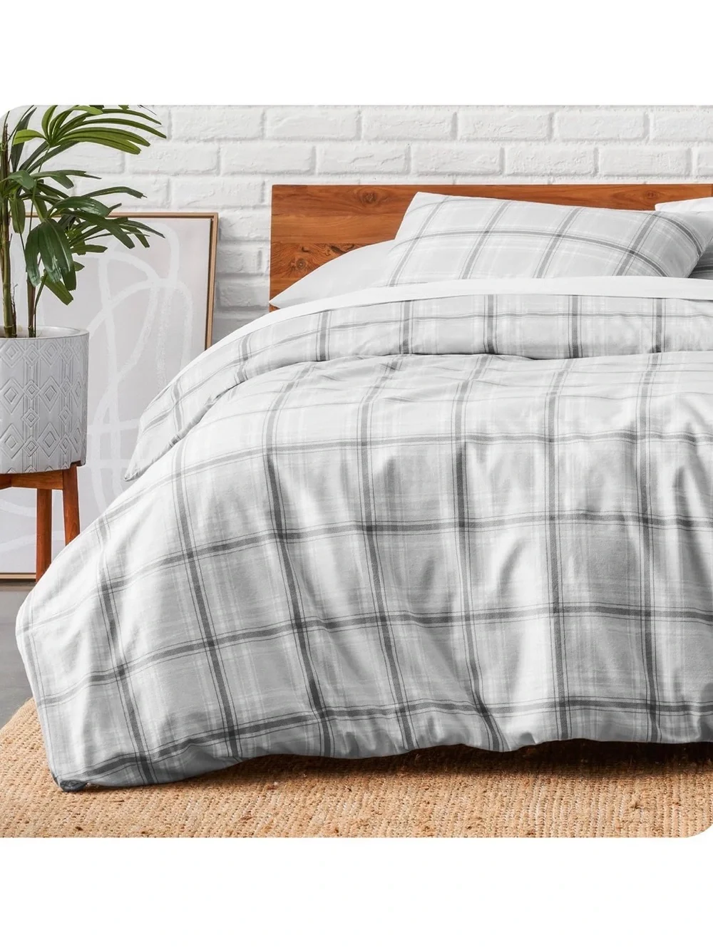 Bare Home Flannel Duvet Cover Set (Twin/Twin XL, Glencoe Tartan Plaid) 100% Cott